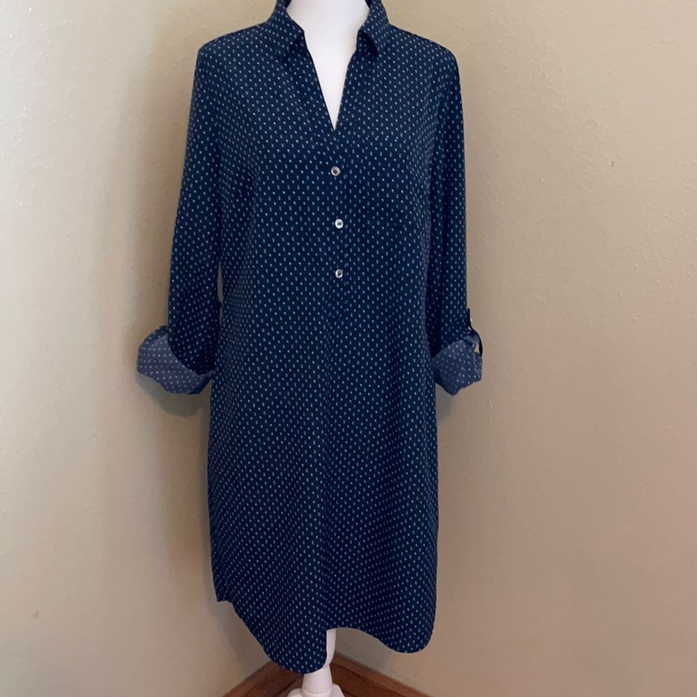 Collar Dress Navy / Light blue print